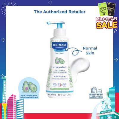 MUSTELA Hydra Bebe Body Lotion with Organically Farmed Avocado (Suitable for Newborn onwards) 300ml