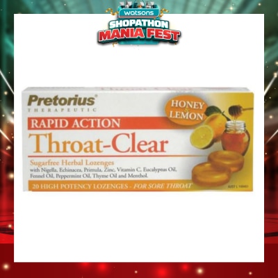 PRETORIUS - Throat Clear Honey & Lemon 20s