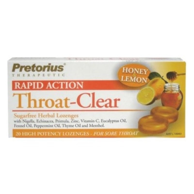 PRETORIUS Throat Clear Honey & Lemon 20s