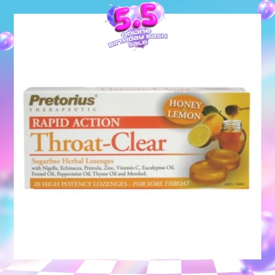 PRETORIUS - Throat Clear Honey & Lemon 20s