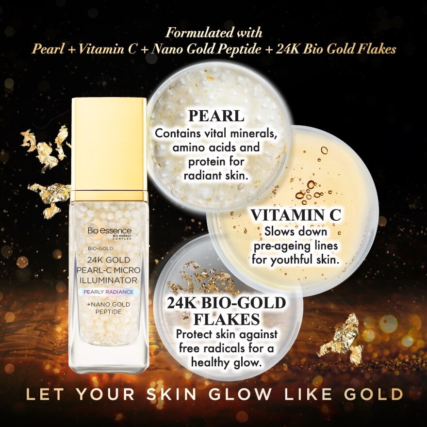 Bio-Gold 24K Gold Pearl-C Micro Illuminator (Moisture Shot for Ultra Glowing Skin) 28g