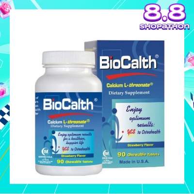 BIOCALTH Calcium Dietry Supplement Chewables Tablets Strawberry Flavor 90s