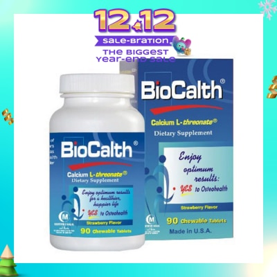 BIOCALTH Calcium Dietry Supplement Chewables Tablets Strawberry Flavor 90s