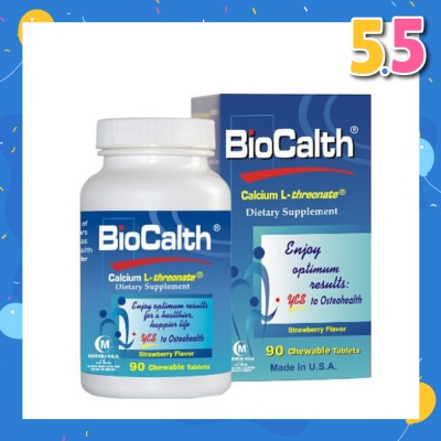 BIOCALTH Calcium Dietry Supplement Chewables Tablets Strawberry Flavor 90s