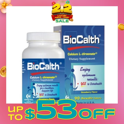 BIOCALTH Calcium Dietry Supplement Chewables Tablets Strawberry Flavor 90s