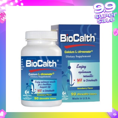 BIOCALTH Calcium Dietry Supplement Chewables Tablets Strawberry Flavor 90s