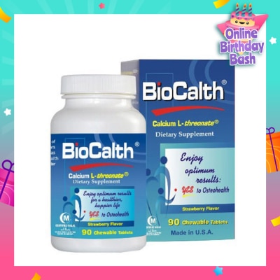 BIOCALTH Calcium Dietry Supplement Chewables Tablets Strawberry Flavor 90s