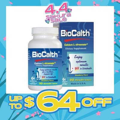 BIOCALTH - Calcium Dietry Supplement Chewables Tablets Strawberry Flavor 90s