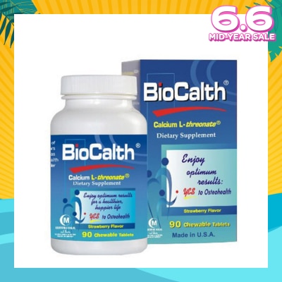 BIOCALTH Calcium Dietry Supplement Chewables Tablets Strawberry Flavor 90s