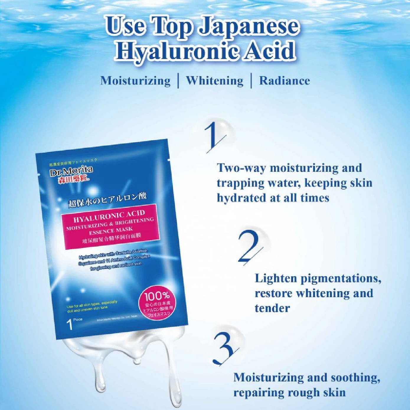 Hyaluronic Acid Moisturizing & Brightening Essence Mask 1s