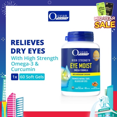 OCEAN HEALTH Ocean Health High Strength Eye Moist Omega Formula Softgel (Helps Relieve Dry Eyes + With Omega-3 & Curcumin + Halal) 60s