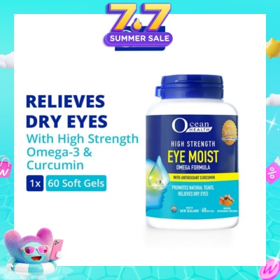 OCEAN HEALTH - Ocean Health High Strength Eye Moist Omega Formula Softgel (Helps Relieve Dry Eyes + With Omega-3 & Curcumin + Halal) 60s