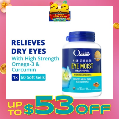 OCEAN HEALTH Ocean Health High Strength Eye Moist Omega Formula Softgel (Helps Relieve Dry Eyes + With Omega-3 & Curcumin + Halal) 60s