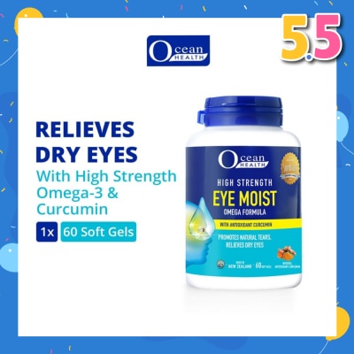 OCEAN HEALTH Ocean Health High Strength Eye Moist Omega Formula Softgel (Helps Relieve Dry Eyes + With Omega-3 & Curcumin + Halal) 60s