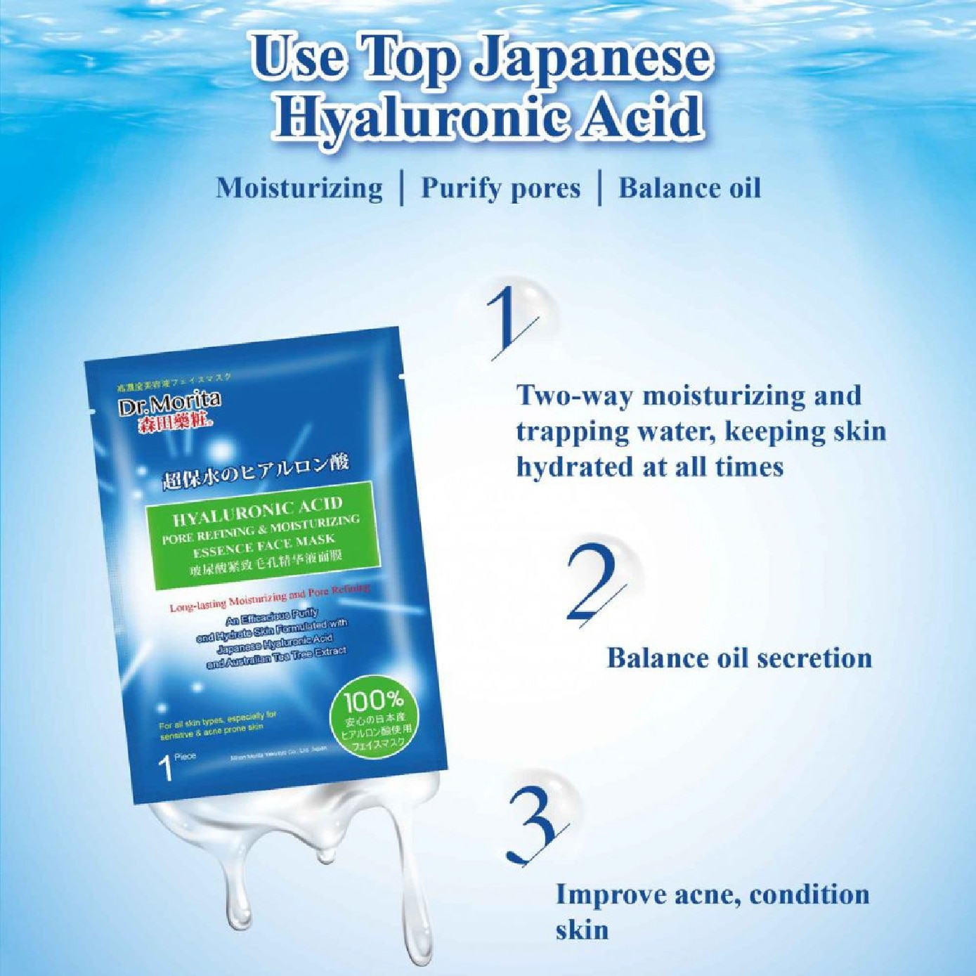 Hyaluronic Acid Pore Refining & Moisturizing Essence Face Mask 1s