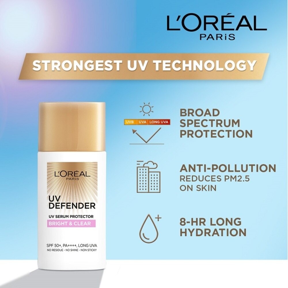 UV Defender Serum Protector Sunscreen Bright & Clear SPF50+ PA++++ (Suitable for All Skin Types) 50ml