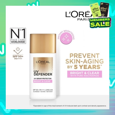 L'OREAL PARIS SKINCARE UV Defender Serum Protector Sunscreen Bright & Clear SPF50+ PA++++ (Suitable for All Skin Types) 50ml