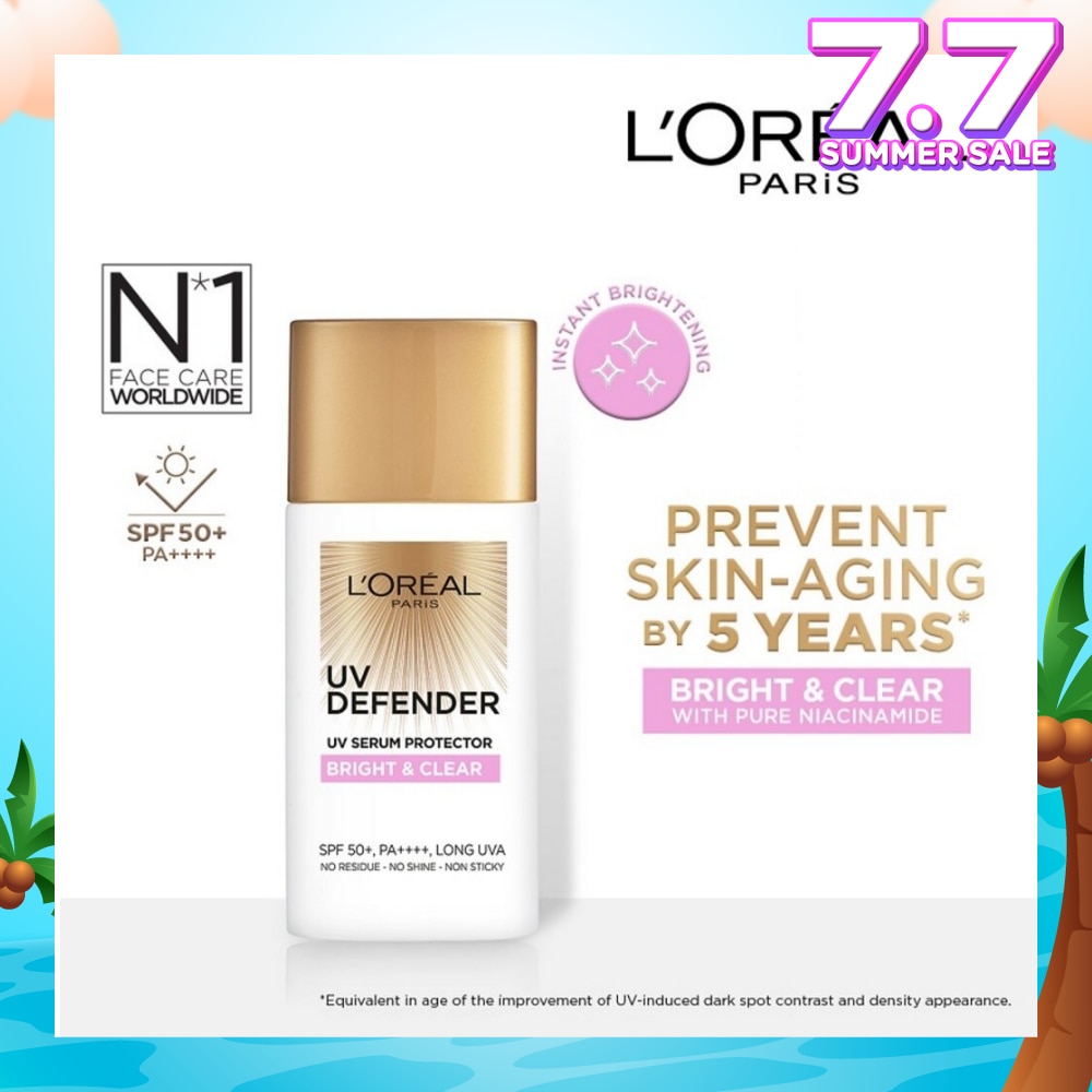 UV Defender Serum Protector Sunscreen Bright & Clear SPF50+ PA++++ (Suitable for All Skin Types) 50ml