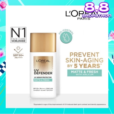 L'OREAL PARIS SKINCARE Loreal Paris UV Defender Serum Protector Matte & Fresh SPF50 Sunscreen 50ml (For oily skin type)
