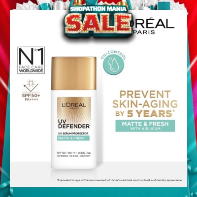L'OREAL PARIS SKINCARE - Loreal Paris UV Defender Serum Protector Matte & Fresh SPF50 Sunscreen 50ml (For oily skin type)
