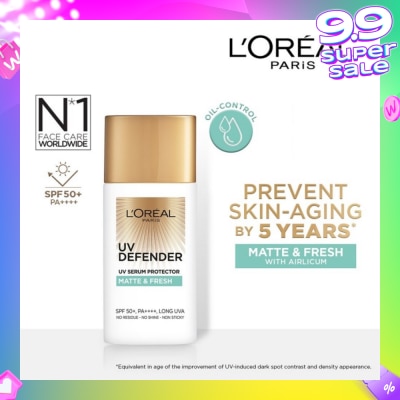 L'OREAL PARIS SKINCARE Loreal Paris UV Defender Serum Protector Matte & Fresh SPF50 Sunscreen 50ml (For oily skin type)