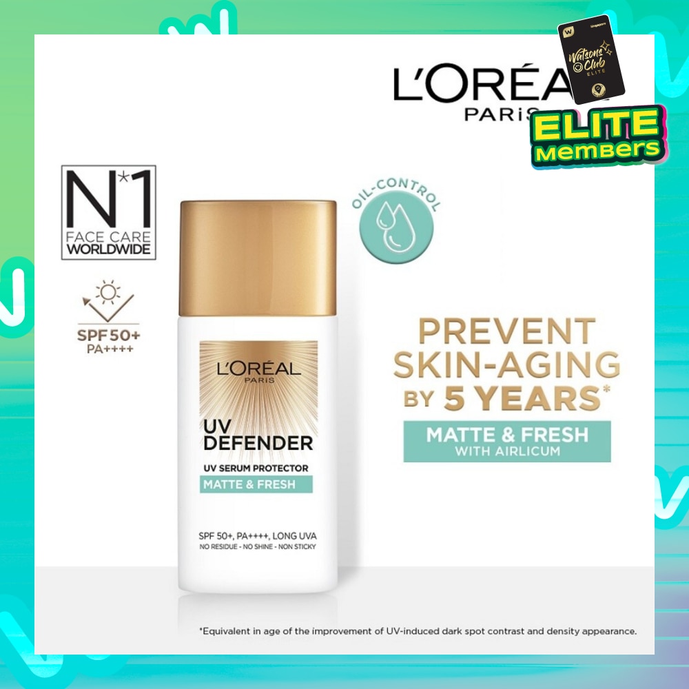 Loreal Paris UV Defender Serum Protector Matte & Fresh SPF50 Sunscreen 50ml (For oily skin type)<BR>