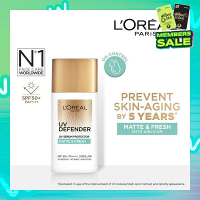 L'OREAL PARIS SKINCARE Loreal Paris UV Defender Serum Protector Matte & Fresh SPF50 Sunscreen 50ml (For oily skin type)