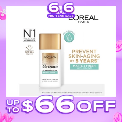L'OREAL PARIS SKINCARE - Loreal Paris UV Defender Serum Protector Matte & Fresh SPF50 Sunscreen 50ml (For oily skin type)