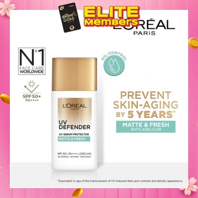 L'OREAL PARIS SKINCARE Loreal Paris UV Defender Serum Protector Matte & Fresh SPF50 Sunscreen 50ml (For oily skin type)