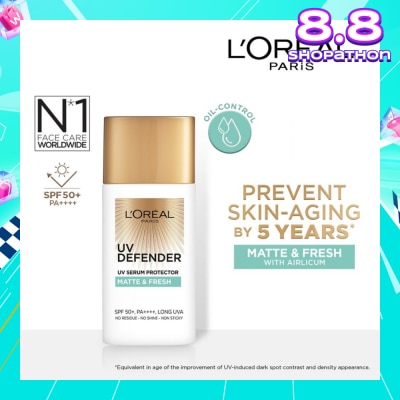 L'OREAL PARIS SKINCARE Loreal Paris UV Defender Serum Protector Matte & Fresh SPF50 Sunscreen 50ml (For oily skin type)