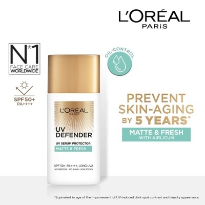 L'OREAL PARIS SKINCARE Loreal Paris UV Defender Serum Protector Matte & Fresh SPF50 Sunscreen 50ml (For oily skin type)