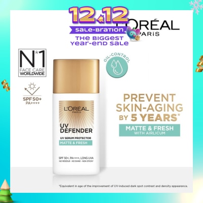 L'OREAL PARIS SKINCARE Loreal Paris UV Defender Serum Protector Matte & Fresh SPF50 Sunscreen 50ml (For oily skin type)