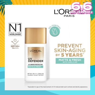 L'OREAL PARIS SKINCARE Loreal Paris UV Defender Serum Protector Matte & Fresh SPF50 Sunscreen 50ml (For oily skin type)
