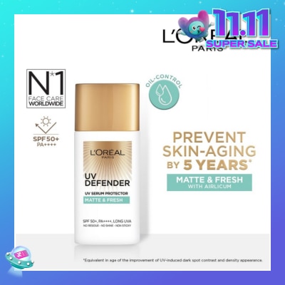 L'OREAL PARIS SKINCARE Loreal Paris UV Defender Serum Protector Matte & Fresh SPF50 Sunscreen 50ml (For oily skin type)