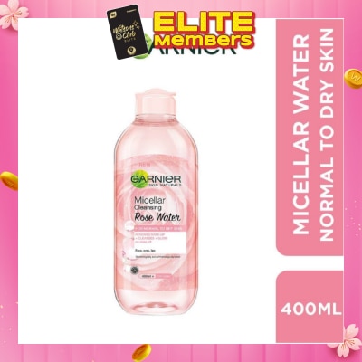 GARNIER Micellar Rose Cleanser & Makeup Remover (For Dry + Dull Skin) 400ml