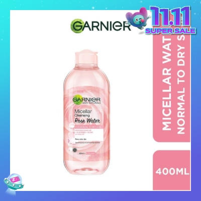 GARNIER Micellar Rose Cleanser & Makeup Remover (For Dry + Dull Skin) 400ml