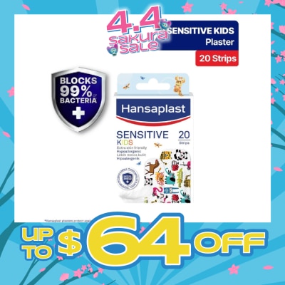 HANSAPLAST - Kids Sensitive Plaster Strip Extra Skin Friendly Hypoallergenic Assorted Designs 20s