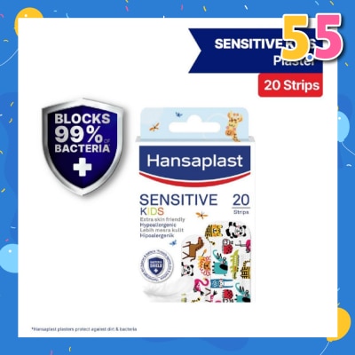 HANSAPLAST Kids Sensitive Plaster Strip Extra Skin Friendly Hypoallergenic Assorted Designs 20s