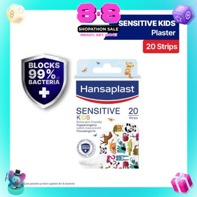 HANSAPLAST - Kids Sensitive Plaster Strip Extra Skin Friendly Hypoallergenic Assorted Designs 20s