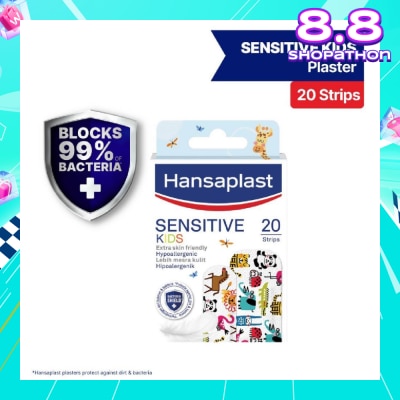 HANSAPLAST Kids Sensitive Plaster Strip Extra Skin Friendly Hypoallergenic Assorted Designs 20s