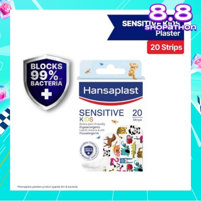 HANSAPLAST Kids Sensitive Plaster Strip Extra Skin Friendly Hypoallergenic Assorted Designs 20s