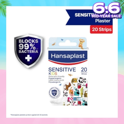 HANSAPLAST Kids Sensitive Plaster Strip Extra Skin Friendly Hypoallergenic Assorted Designs 20s
