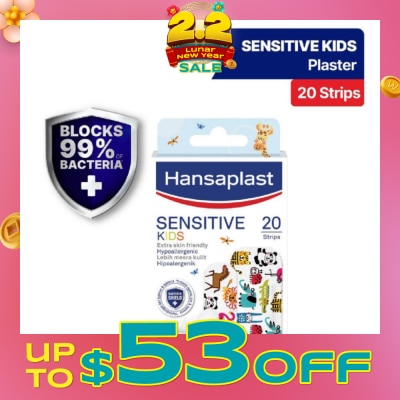 HANSAPLAST Kids Sensitive Plaster Strip Extra Skin Friendly Hypoallergenic Assorted Designs 20s