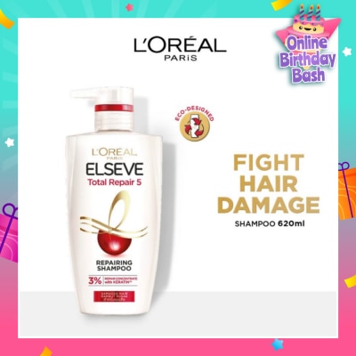 L'OREAL PARIS ELSEVE Total Repair 5 Repairing Shampoo (Fights Hair Damage) 620ml