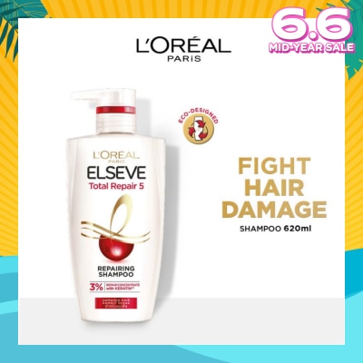 L'OREAL PARIS ELSEVE Total Repair 5 Repairing Shampoo (Fights Hair Damage) 620ml