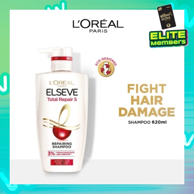 L'OREAL PARIS ELSEVE Total Repair 5 Repairing Shampoo (Fights Hair Damage) 620ml