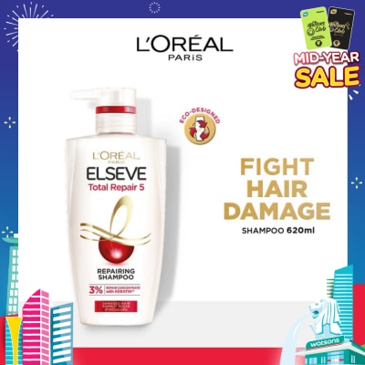 L'OREAL PARIS ELSEVE Total Repair 5 Repairing Shampoo (Fights Hair Damage) 620ml