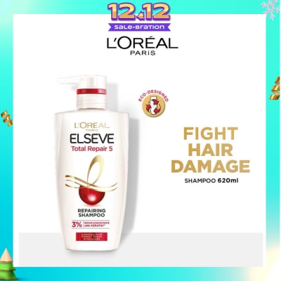 L'OREAL PARIS ELSEVE Total Repair 5 Repairing Shampoo (Fights Hair Damage) 620ml
