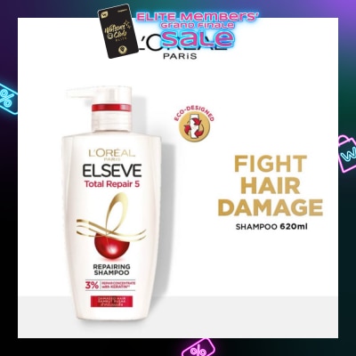 L'OREAL PARIS ELSEVE Total Repair 5 Repairing Shampoo (Fights Hair Damage) 620ml