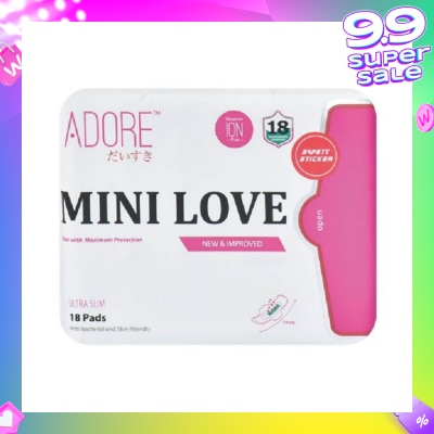 ADORE Mini Love Ultra Breathable Negative Ion Plus Sanitary Pad 19cm (For Daily Use) 18s